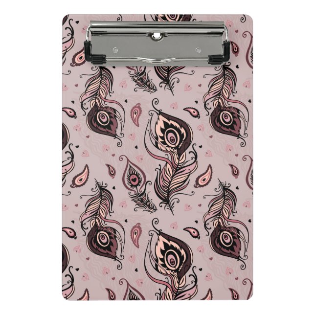 Mini Prancheta Teste padrão da pena do pavão (Frente)