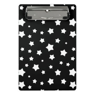 Mini Prancheta Teste padrão de estrelas preto e branco
