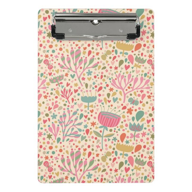 Mini Prancheta Teste padrão floral brilhante (Frente)