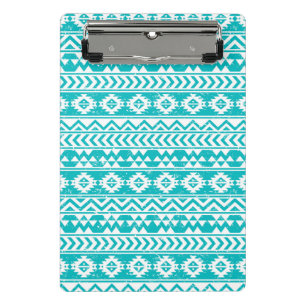 Mini Prancheta Teste padrão tribal asteca do Grunge da cerceta