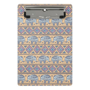 Mini Prancheta Teste padrão tribal do elefante étnico azul