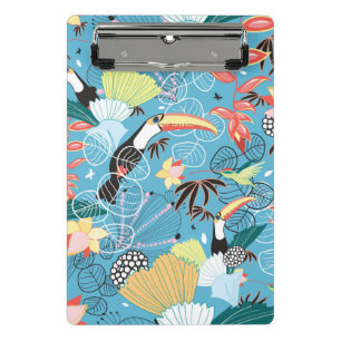 Mini Prancheta Textura tropical com Toucans e colibris