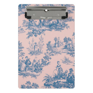 Mini Prancheta Torre francesa de jouy azul e rosa elegante