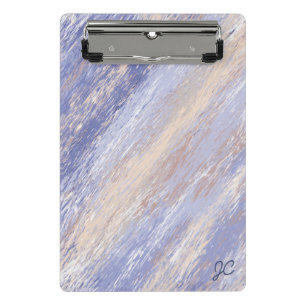 Mini Prancheta Traços de Tinta Abstrato Azul e bege Mensal