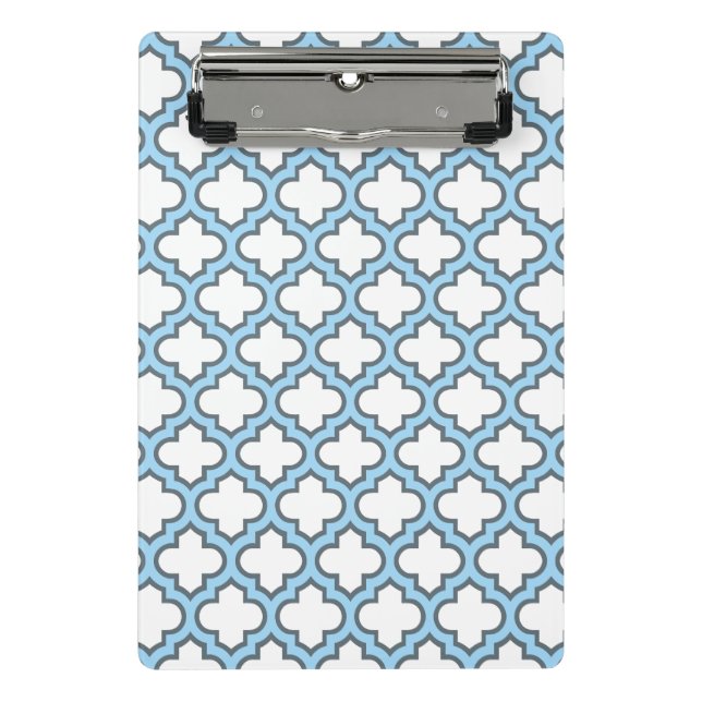 Mini Prancheta Trellis branca e azul-bebê, lete, quatrefoil (Frente)