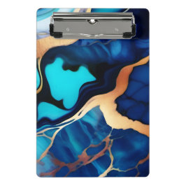 Mini Prancheta Trendy Blue Dourado mármore azul amarelo