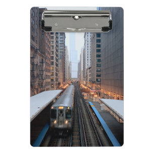 Mini Prancheta Trilho elevado em Chicago do centro sobre Wabash