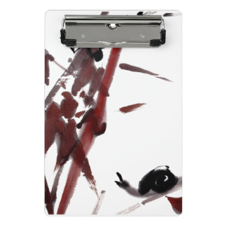 Mini Prancheta Tuschekunst mit Schnecke und Rotem Bambus