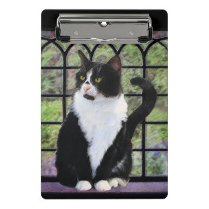 Mini Prancheta Tuxedo Cat em Pintura de Janela Arte Animal Origin