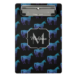 Mini Prancheta Unicorn Sparkles aqua Blue ombre Standard Monogram