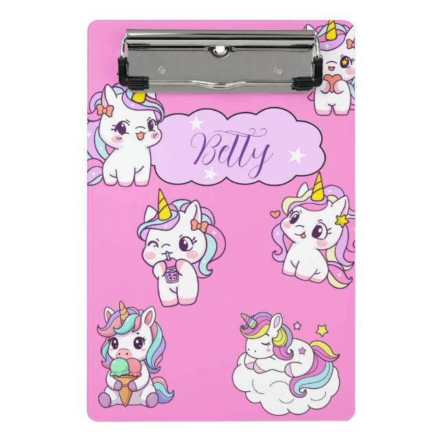 Mini Prancheta Unicórnio Fofo Personalizado  (Frente)
