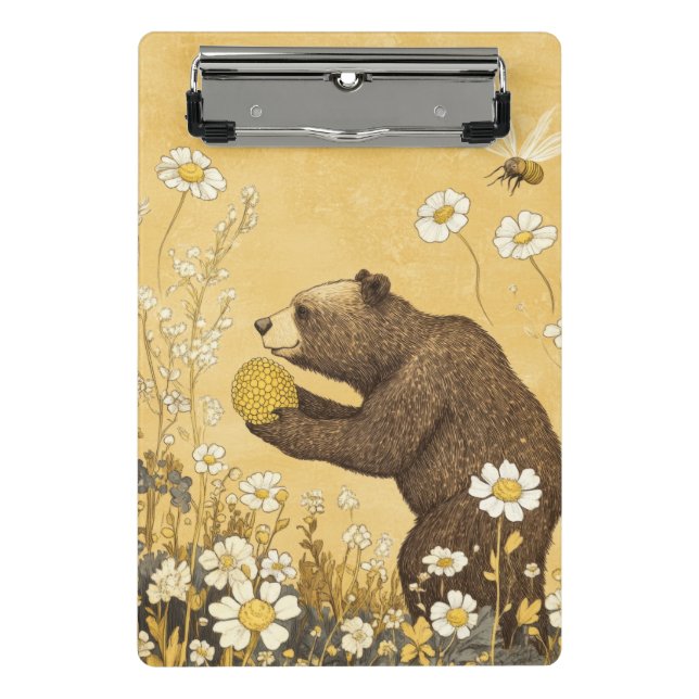 Mini Prancheta Urso Mel em Prado de Flores Silvestres (Frente)