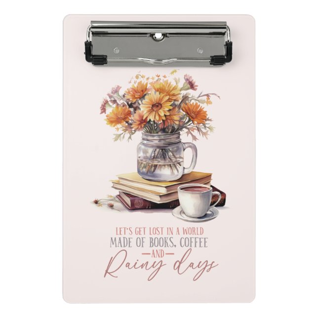 Mini Prancheta Vamos nos perder - Livros, Café e Chuva Russo (Frente)