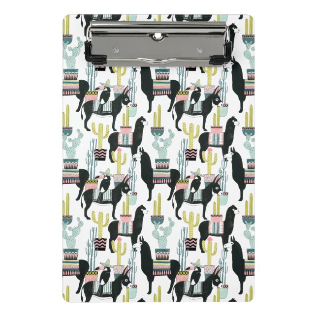 Mini Prancheta Vamos Taco Sobre Amor | Padrão Llama & Donkey (Frente)