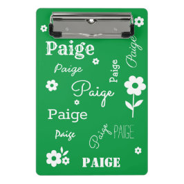 Mini Prancheta Verde com flores brancas, personalizadas