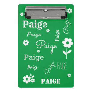 Mini Prancheta Verde com flores brancas, personalizadas