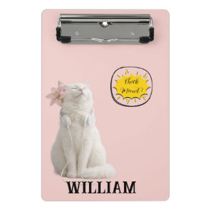 Mini Prancheta VERIFIQUE MEO White Cat com Fones de Ouvido – Pers