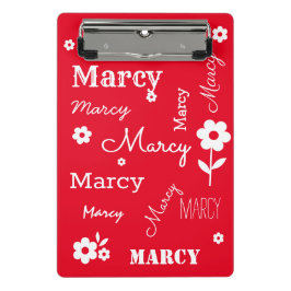 Mini Prancheta Vermelho com flores brancas, miniárea de transferê