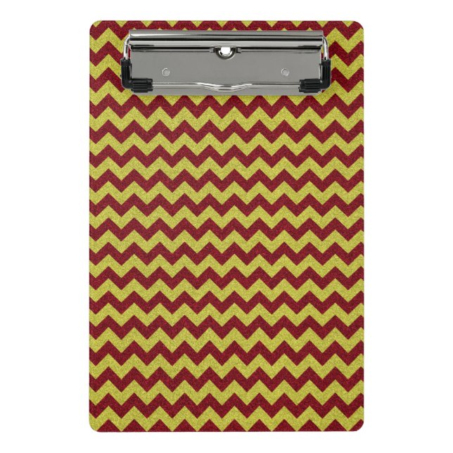 Mini Prancheta Vermelho & Dourado Glitter Zigue-Zague (Frente)