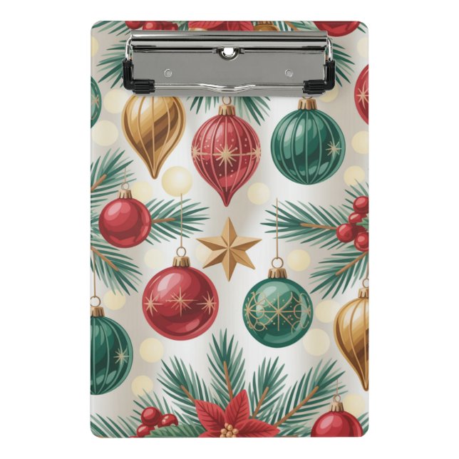 Mini Prancheta Vintage Christmas Ornaments and Pine  (Frente)