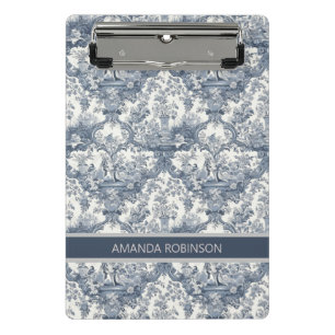 Mini Prancheta Vintage floral damask Blue toile de jouy monograma