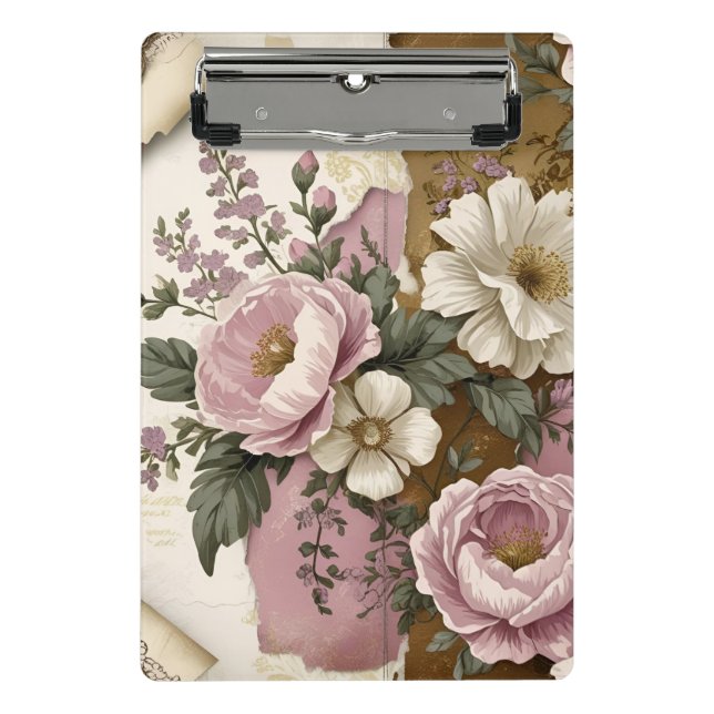Mini Prancheta Vintage Floral - Mini Clipboard (Frente)
