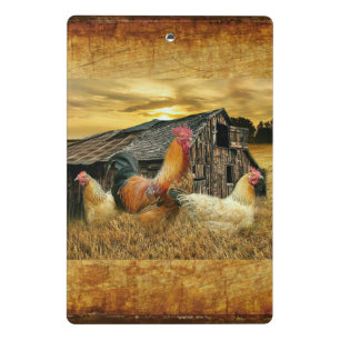 Mini Prancheta Vintage Rooster Hens Russo Barn Coop