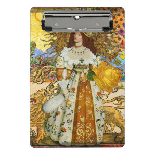 Mini Prancheta Vintage Woman Ouro Sun: Leo Zodiac Collage Art