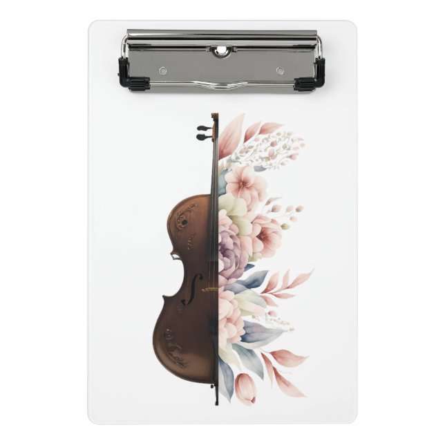 Mini Prancheta Violino com flores. (Frente)