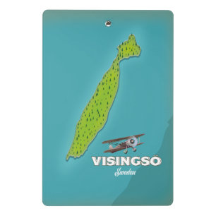 Mini Prancheta Visingsö Suécia mapa antigo pôster de viagem.