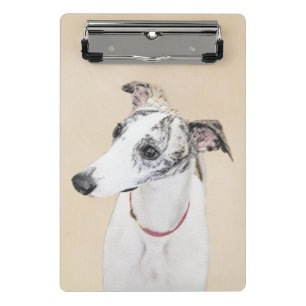 Mini Prancheta Whippet, inglês Whippet, pressão, branco, rajado