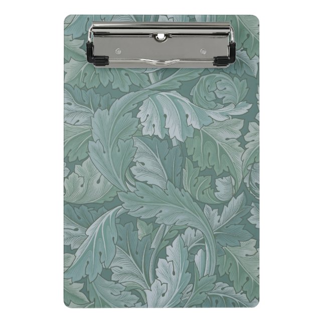 Mini Prancheta William Morris Acanthus Leaf Teal Blue Pattern (Frente)