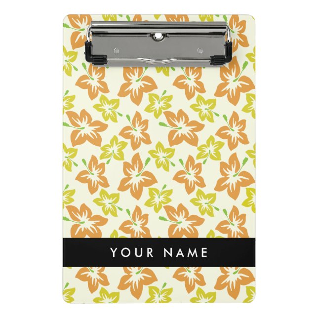 Mini Prancheta Yellow Hibiscus, Orange Hibiscus, Seu Nome (Frente)
