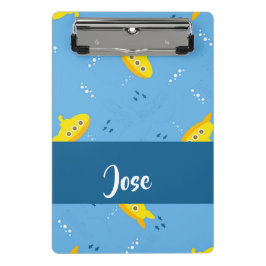 Mini Prancheta Yellow submarine and fish on blue