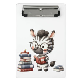 Mini Prancheta Zebra Lendo Livros.
