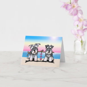 Mini Schnauzers Cartão de Nota de Praia