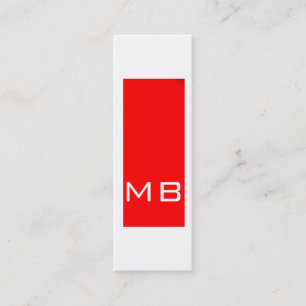 Mini Simples Monograma Cartão de visita vermelho esfola