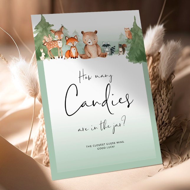 Mini Sinal De Chá de fraldas Woodland Quantas Cand (Criador carregado)