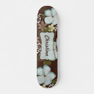 Mini Skateboard Flores Azuis Havaianos