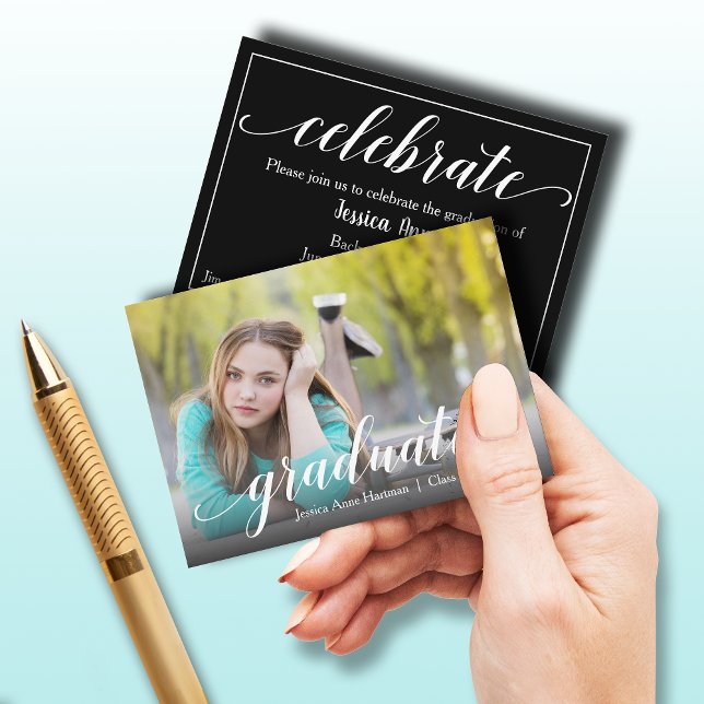 MINI Tamanho 3,5" X Cartões de convite para fotos  (Small 3.5" x 2.5" graduation party cards to hand out or include in your graduation announcements.)