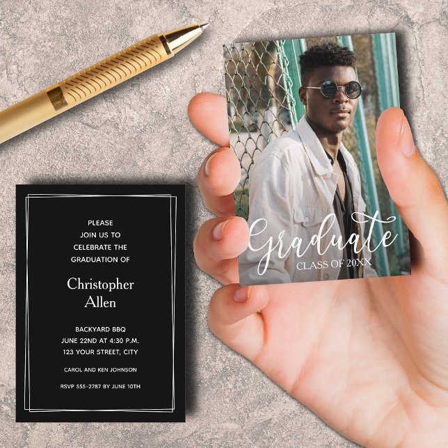 MINI Tamanho 3,5" X Convites para Graduação de Fot (Small 3.5" x 2.5" graduation party cards to hand out or include in your graduation announcements.)