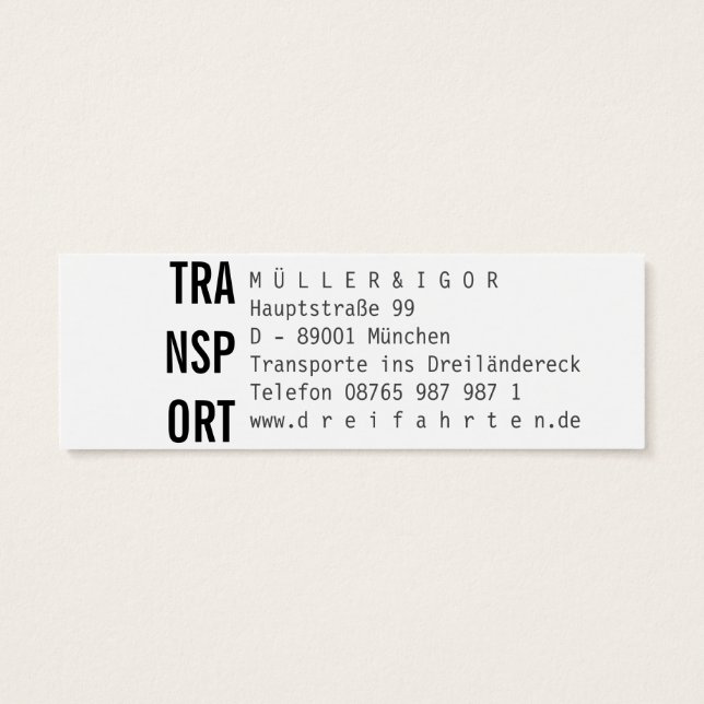 Mini Visitenkarten Transporte Kurier Fahrer (Verso)