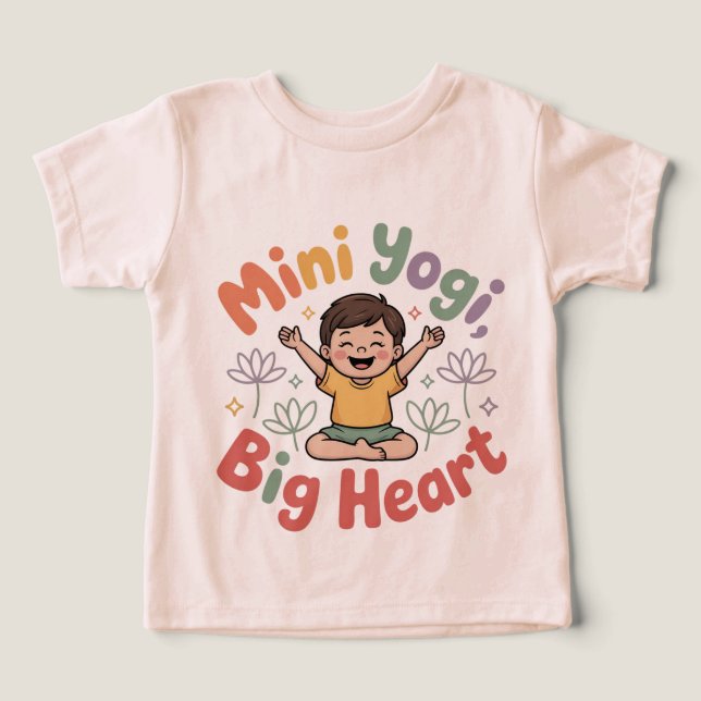 Mini yogi big heart active play kids tee (Design frontal)