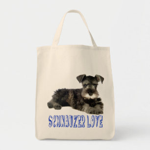 Miniatura Schnauzer Cachorro Adoro Bolsa azul