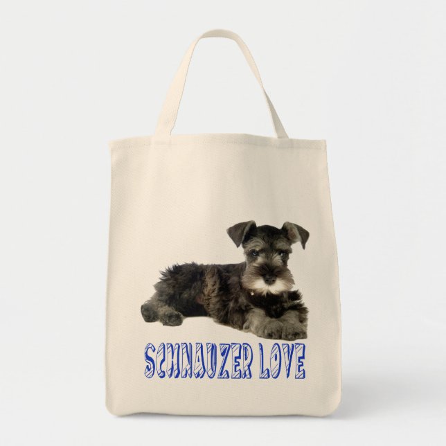 Miniatura Schnauzer Cachorro Adoro Bolsa azul (Frente)