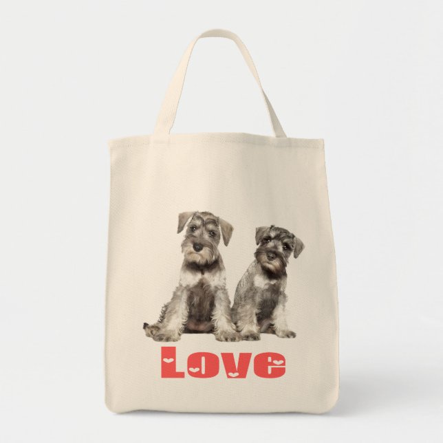 Miniatura Schnauzer Cães Filhotos Bolsa de Coração (Frente)