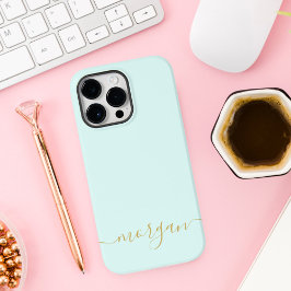 Minigrama Azul Monograma Script Moderno Personaliz