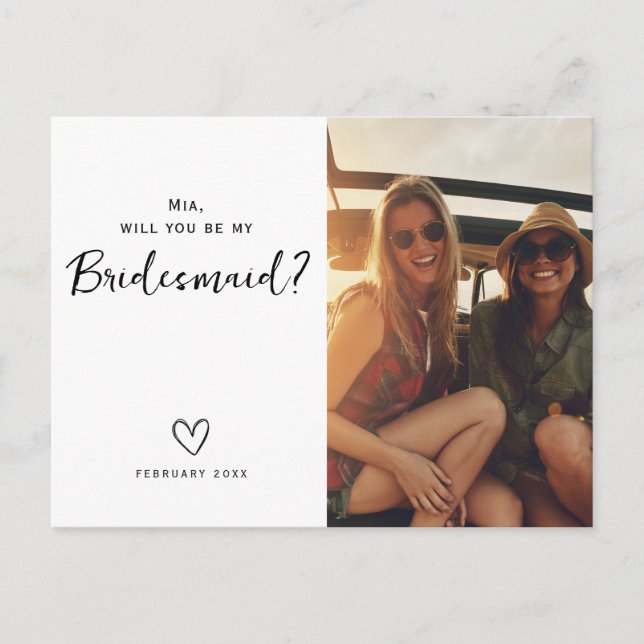 Mínima Proposta de Bridesmaid pedindo cartão posta (Frente)