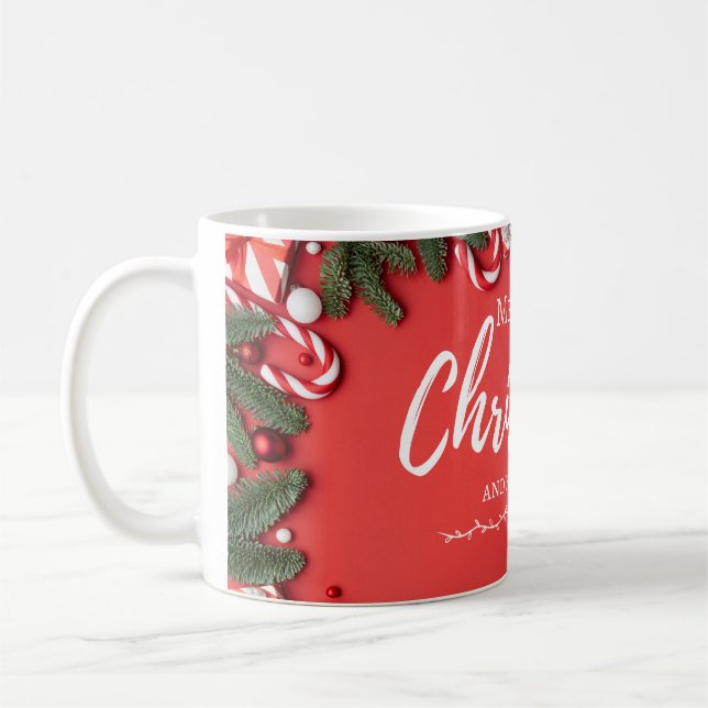 Mínima Vermelha e Branca, caneca de Natal Feliz (Esquerda)