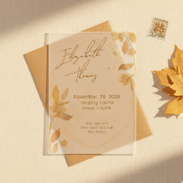 Minimal Autumn Golden Botanical Script Wedding